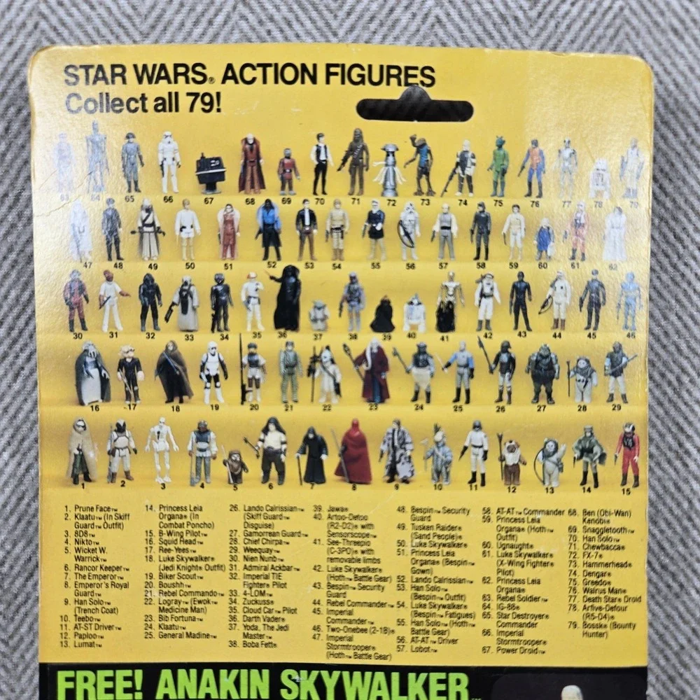 Vintage 1983 Kenner Star Wars Return/Jedi Ree-Yees 79 back w/Free Anakin Sticker